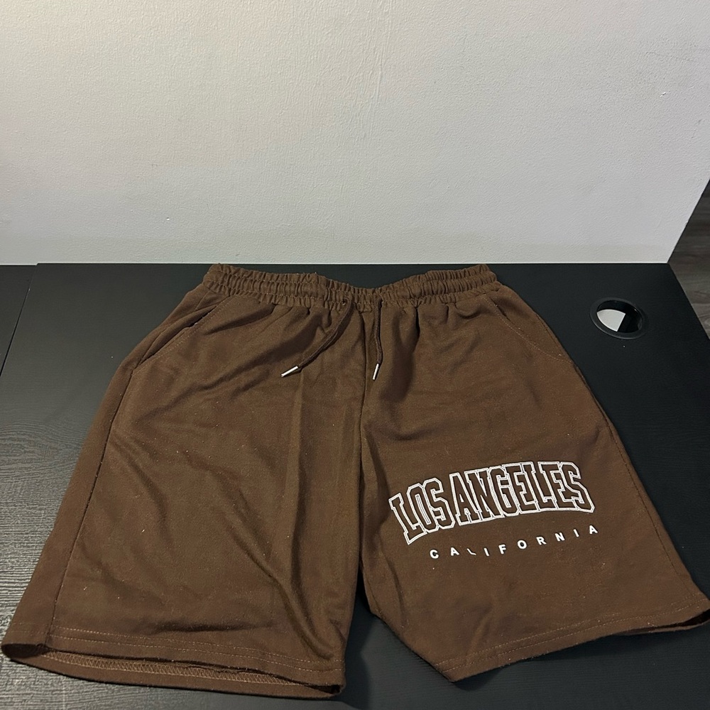SHEIN Brown Los Angeles Men's Athletic Shorts